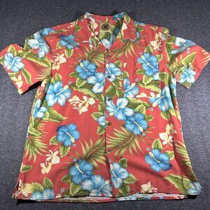 Pusser's‎ West Indies Men's Med. Hawaiian Shirt Silk Short Sleeve Floral Leaves